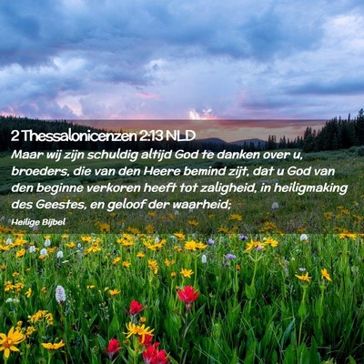 Picture 02 - 2 Thessalonicenzen 2:13 NLD - Maar wij zijn schuldig altijd God te danken over - Bible Verse Picture