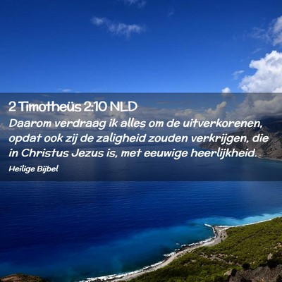Picture 02 - 2 Timotheüs 2:10 NLD - Daarom verdraag ik alles om de uitverkorenen, - Bible Verse Picture