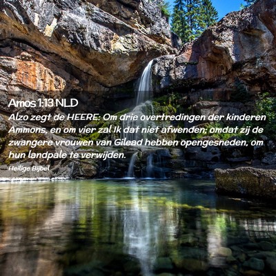 Picture 02 - Amos 1:13 NLD - Alzo zegt de HEERE: Om drie overtredingen der - Bible Verse Picture