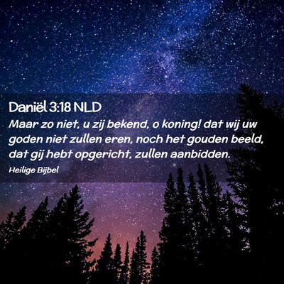 Picture 02 - Daniël 3:18 NLD - Maar zo niet, u zij bekend, o koning! dat wij uw - Bible Verse Picture