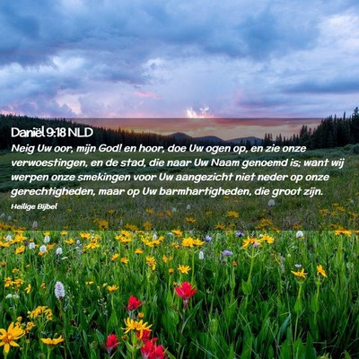 Picture 02 - Daniël 9:18 NLD - Neig Uw oor, mijn God! en hoor, doe Uw ogen op, - Bible Verse Picture