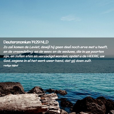 Picture 02 - Deuteronomium 14:29 NLD - Zo zal komen de Leviet, dewijl hij geen deel noch - Bible Verse Picture
