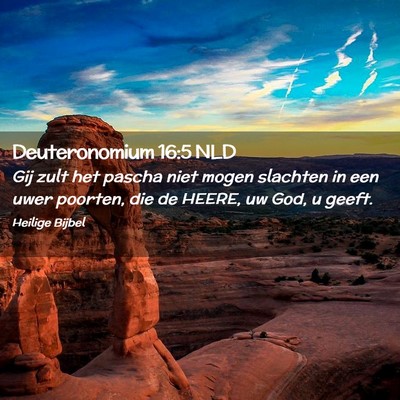Picture 02 - Deuteronomium 16:5 NLD - Gij zult het pascha niet mogen slachten in een - Bible Verse Picture