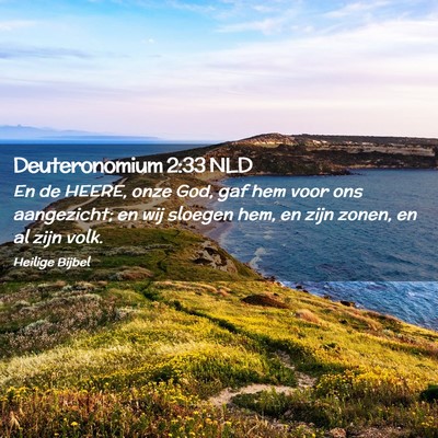 Picture 02 - Deuteronomium 2:33 NLD - En de HEERE, onze God, gaf hem voor ons - Bible Verse Picture