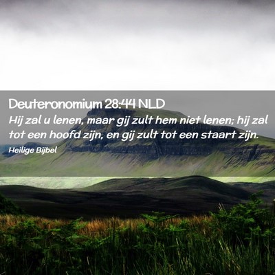 Picture 02 - Deuteronomium 28:44 NLD - Hij zal u lenen, maar gij zult hem niet lenen; - Bible Verse Picture
