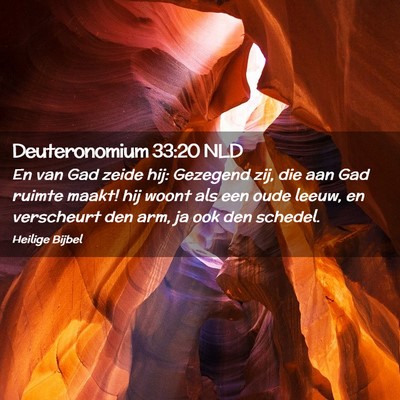 Picture 02 - Deuteronomium 33:20 NLD - En van Gad zeide hij: Gezegend zij, die aan Gad - Bible Verse Picture