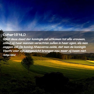 Picture 02 - Esther 1:17 NLD - Want deze daad der koningin zal uitkomen tot alle - Bible Verse Picture