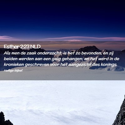 Picture 02 - Esther 2:23 NLD - Als men de zaak onderzocht, is het zo bevonden, - Bible Verse Picture