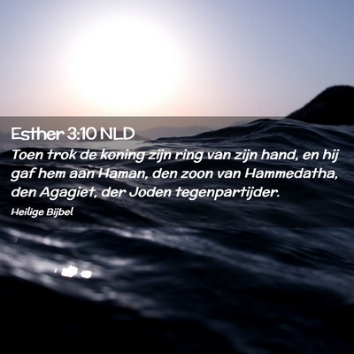 Picture 02 - Esther 3:10 NLD - Toen trok de koning zijn ring van zijn hand, en - Bible Verse Picture