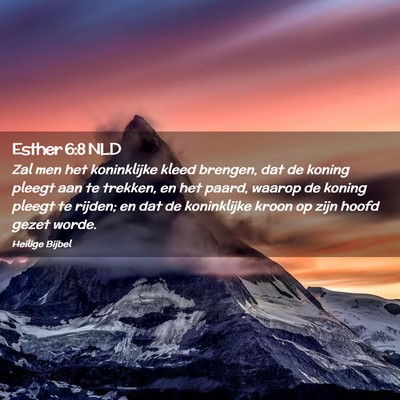 Picture 02 - Esther 6:8 NLD - Zal men het koninklijke kleed brengen, dat de - Bible Verse Picture