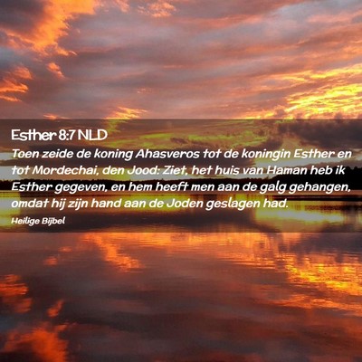 Picture 02 - Esther 8:7 NLD - Toen zeide de koning Ahasveros tot de koningin - Bible Verse Picture