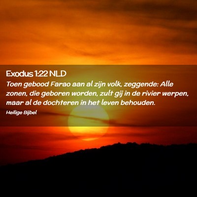 Picture 02 - Exodus 1:22 NLD - Toen gebood Farao aan al zijn volk, zeggende: - Bible Verse Picture