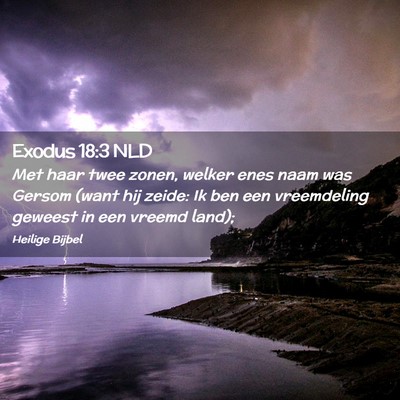 Picture 02 - Exodus 18:3 NLD - Met haar twee zonen, welker enes naam was Gersom - Bible Verse Picture