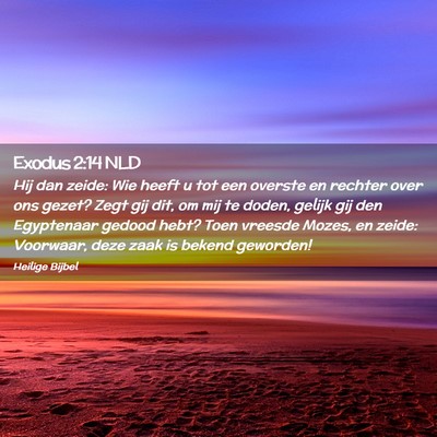 Picture 02 - Exodus 2:14 NLD - Hij dan zeide: Wie heeft u tot een overste en - Bible Verse Picture
