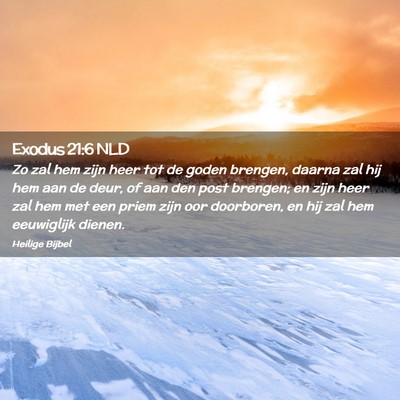 Picture 02 - Exodus 21:6 NLD - Zo zal hem zijn heer tot de goden brengen, daarna - Bible Verse Picture