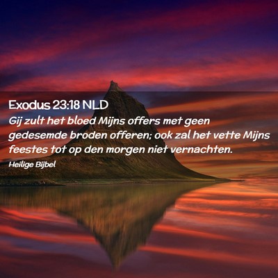 Picture 02 - Exodus 23:18 NLD - Gij zult het bloed Mijns offers met geen - Bible Verse Picture
