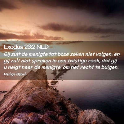 Picture 02 - Exodus 23:2 NLD - Gij zult de menigte tot boze zaken niet volgen; - Bible Verse Picture