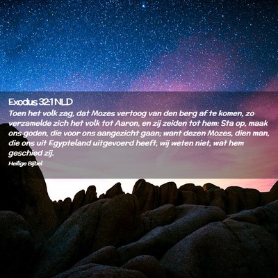 Picture 02 - Exodus 32:1 NLD - Toen het volk zag, dat Mozes vertoog van den berg - Bible Verse Picture