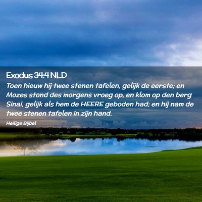 Picture 02 - Exodus 34:4 NLD - Toen hieuw hij twee stenen tafelen, gelijk de - Bible Verse Picture