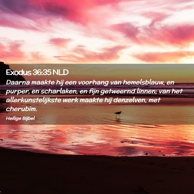 Picture 02 - Exodus 36:35 NLD - Daarna maakte hij een voorhang van hemelsblauw, - Bible Verse Picture