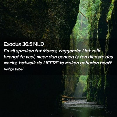 Picture 02 - Exodus 36:5 NLD - En zij spraken tot Mozes, zeggende: Het volk - Bible Verse Picture