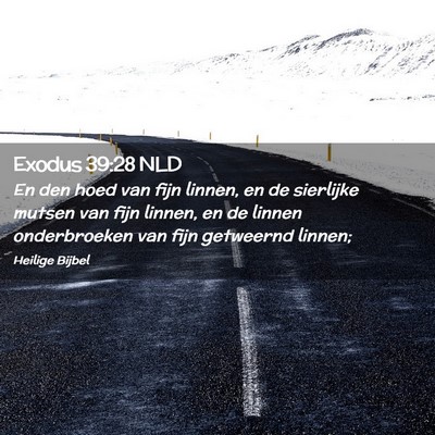Picture 02 - Exodus 39:28 NLD - En den hoed van fijn linnen, en de sierlijke - Bible Verse Picture