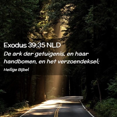 Picture 02 - Exodus 39:35 NLD - De ark der getuigenis, en haar handbomen, en het - Bible Verse Picture