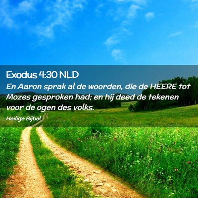 Picture 02 - Exodus 4:30 NLD - En Aaron sprak al de woorden, die de HEERE tot - Bible Verse Picture