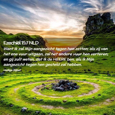 Picture 02 - Ezechiël 15:7 NLD - Want Ik zal Mijn aangezicht tegen hen zetten; als - Bible Verse Picture