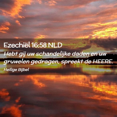 Picture 02 - Ezechiël 16:58 NLD - Hebt gij uw schandelijke daden en uw gruwelen - Bible Verse Picture