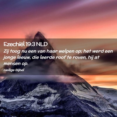 Picture 02 - Ezechiël 19:3 NLD - Zij toog nu een van haar welpen op; het werd een - Bible Verse Picture