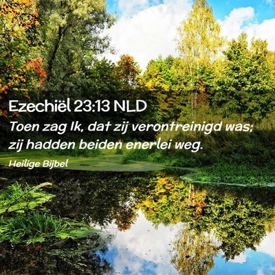 Picture 02 - Ezechiël 23:13 NLD - Toen zag Ik, dat zij verontreinigd was; zij - Bible Verse Picture