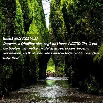 Picture 02 - Ezechiël 23:22 NLD - Daarom, o Oholiba! alzo zegt de Heere HEERE: Zie, - Bible Verse Picture