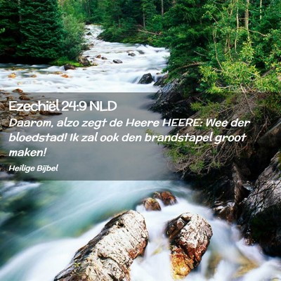 Picture 02 - Ezechiël 24:9 NLD - Daarom, alzo zegt de Heere HEERE: Wee der - Bible Verse Picture