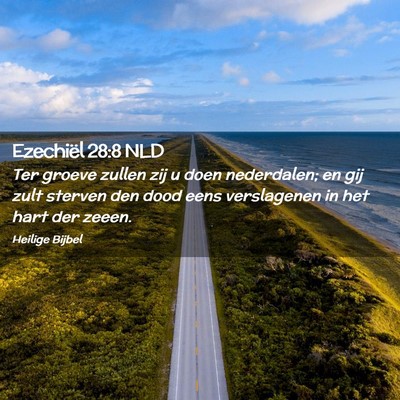 Picture 02 - Ezechiël 28:8 NLD - Ter groeve zullen zij u doen nederdalen; en gij - Bible Verse Picture