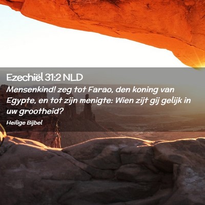 Picture 02 - Ezechiël 31:2 NLD - Mensenkind! zeg tot Farao, den koning van Egypte, - Bible Verse Picture