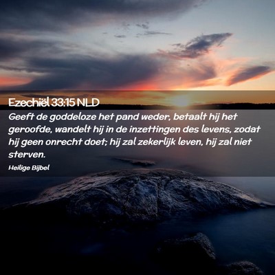 Picture 02 - Ezechiël 33:15 NLD - Geeft de goddeloze het pand weder, betaalt hij - Bible Verse Picture
