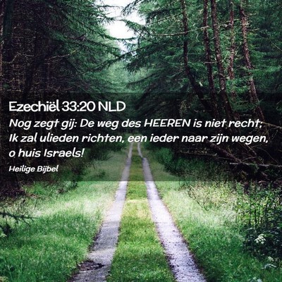 Picture 02 - Ezechiël 33:20 NLD - Nog zegt gij: De weg des HEEREN is niet recht; Ik - Bible Verse Picture