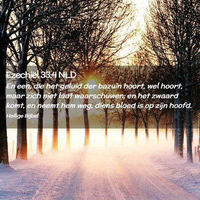 Picture 02 - Ezechiël 33:4 NLD - En een, die het geluid der bazuin hoort, wel - Bible Verse Picture
