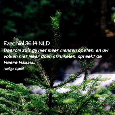 Picture 02 - Ezechiël 36:14 NLD - Daarom zult gij niet meer mensen opeten, en uw - Bible Verse Picture