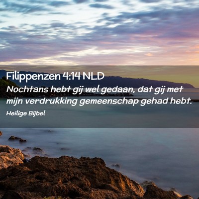 Picture 02 - Filippenzen 4:14 NLD - Nochtans hebt gij wel gedaan, dat gij met mijn - Bible Verse Picture