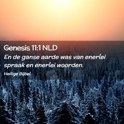 Picture 02 - Genesis 11:1 NLD - En de ganse aarde was van enerlei spraak en - Bible Verse Picture