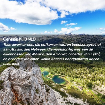 Picture 02 - Genesis 14:13 NLD - Toen kwam er een, die ontkomen was, en - Bible Verse Picture