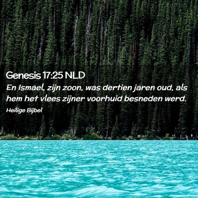 Picture 02 - Genesis 17:25 NLD - En Ismael, zijn zoon, was dertien jaren oud, als - Bible Verse Picture