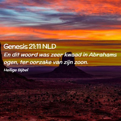 Picture 02 - Genesis 21:11 NLD - En dit woord was zeer kwaad in Abrahams ogen, ter - Bible Verse Picture