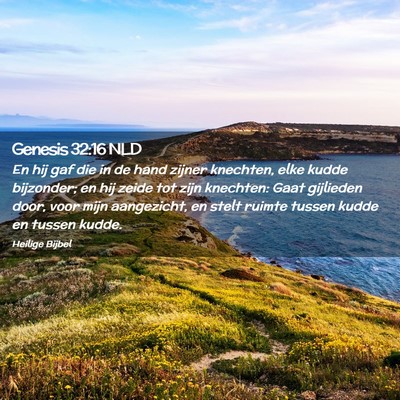 Picture 02 - Genesis 32:16 NLD - En hij gaf die in de hand zijner knechten, elke - Bible Verse Picture
