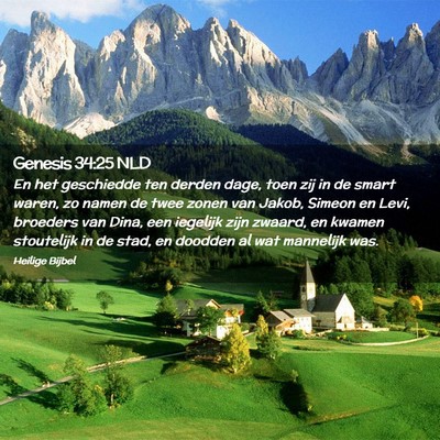 Picture 02 - Genesis 34:25 NLD - En het geschiedde ten derden dage, toen zij in de - Bible Verse Picture