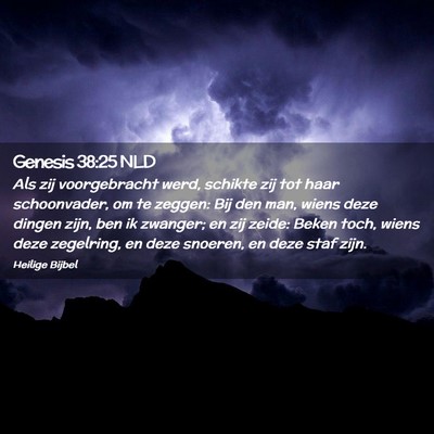 Picture 02 - Genesis 38:25 NLD - Als zij voorgebracht werd, schikte zij tot haar - Bible Verse Picture