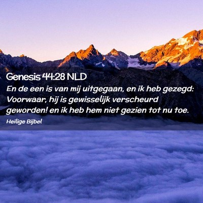 Picture 02 - Genesis 44:28 NLD - En de een is van mij uitgegaan, en ik heb gezegd: - Bible Verse Picture
