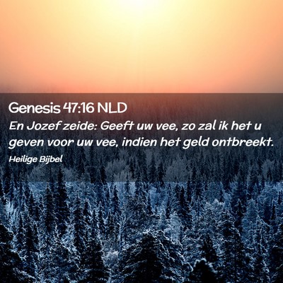 Picture 02 - Genesis 47:16 NLD - En Jozef zeide: Geeft uw vee, zo zal ik het u - Bible Verse Picture